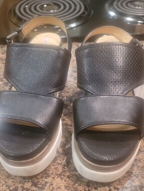 Geox Black Platform Sandals with White Sole